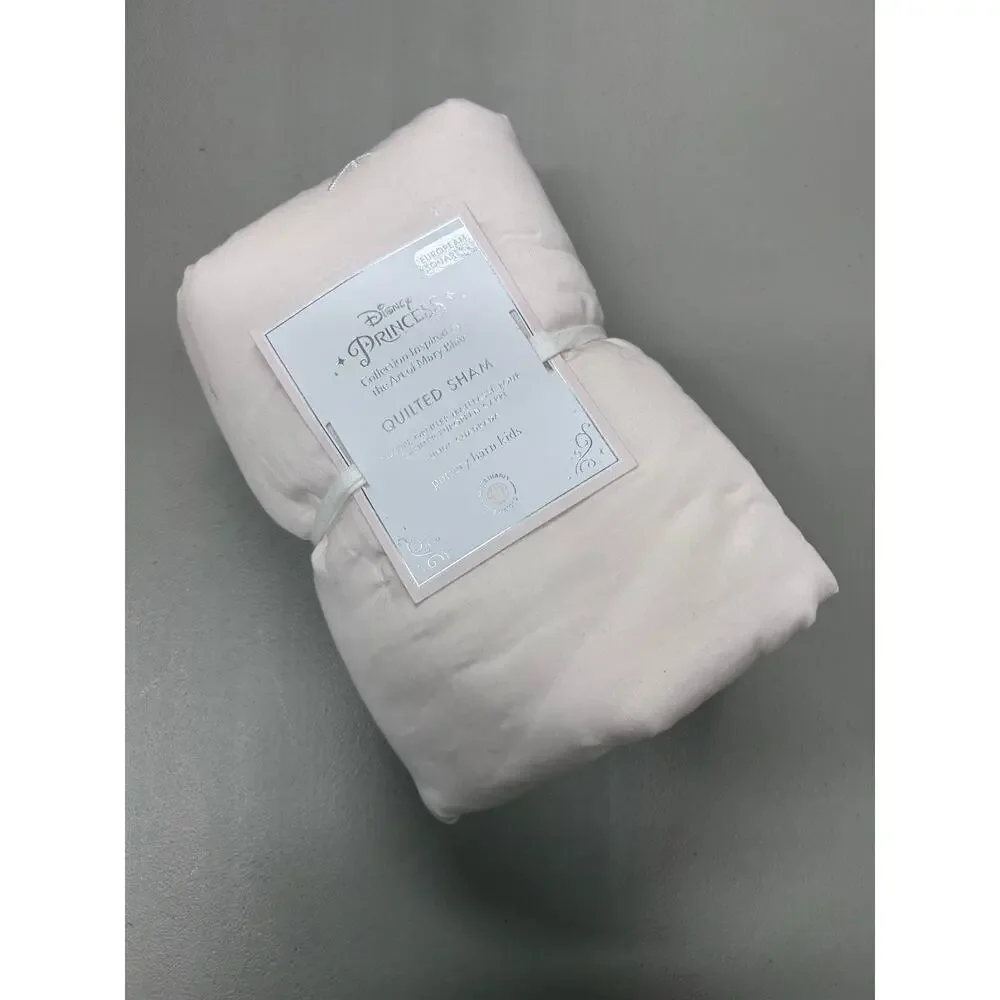 Pottery Barn x Disney Princess Castles Euro Pillow Sham Cover Pink Stars NWT